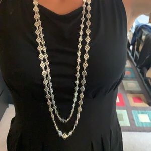 Stella & Dot silver plated 2 in 1 necklace